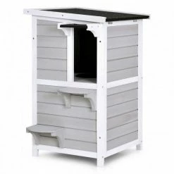 Indoor Outdoor Wooden 2-Story Cat House Condo Small Pet House by ANGELES HOME -Cheap Bird & Wildlife Supplies Store cat houses m74 8ps39 c3 1000