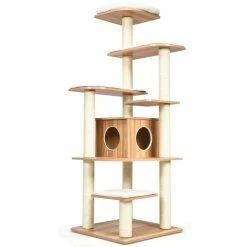 69 in. Tall Brown Sleep and Play Cat Tree by ANGELES HOME
