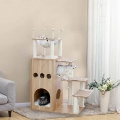 Beige Modern Cat Tree Featuring with Fully Sisal Covering Scratching Posts and Deluxe Condos Furniture Cover by Unbranded 8 Beige Modern Cat Tree Featuring with Fully Sisal Covering Scratching Posts and Deluxe Condos Furniture Cover by Unbranded -Cheap Bird & Wildlife Supplies Store cat trees scratch posts ps cyw7 2570 1f 1000