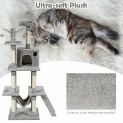 Gray 65.7 in. Cat Trees and Scratch Posts Furniture Cover Kitten Climbing Tower Cat Condo Playground with Ladder by WELLFOR 15 Gray 65.7 in. Cat Trees and Scratch Posts Furniture Cover Kitten Climbing Tower Cat Condo Playground with Ladder by WELLFOR -Cheap Bird & Wildlife Supplies Store cat trees scratch posts ps hwy 7346sl fa 1000