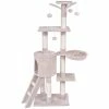 Beige Cat Trees and Scratch Posts Furniture Cover Kitten Climbing Tower Cat Condo with Sisal-Covered Posts and Ladder by WELLFOR