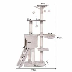 Beige Cat Trees and Scratch Posts Furniture Cover Kitten Climbing Tower Cat Condo with Sisal-Covered Posts and Ladder by WELLFOR -Cheap Bird & Wildlife Supplies Store cat trees scratch posts ps hwy 7389be c3 1000
