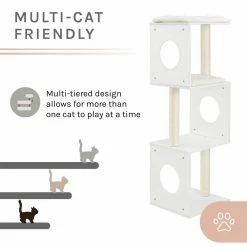 Sheree 50 in. White Cat Tree by Sam's Pets -Cheap Bird & Wildlife Supplies Store cat trees scratch posts sp ct1297wh 4f 1000