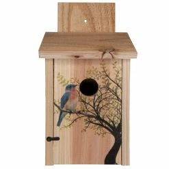 Decorative Bird in Tree Cedar Blue Bird House by S and K