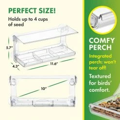 Weatherproof Window Bird Feeder with Strong Suction Cups, Drainage Holes, and 3-Sectioned Removable Tray by DF OMER -Cheap Bird & Wildlife Supplies Store clear bird feeders dfo wbf 001 76 1000