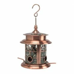 Arch Inlay Copper Solar Bird Seed Feeder by SunRay