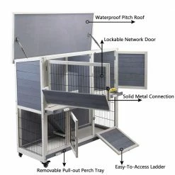 2-Tier Rabbit Hutch Bunny House with Lockable Casters by COZIWOW 11 2-Tier Rabbit Hutch Bunny House with Lockable Casters by COZIWOW -Cheap Bird & Wildlife Supplies Store coziwow beds cages cw12a0414 gm 1f 1000