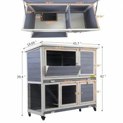 2-Tier Rabbit Hutch Bunny House with Lockable Casters by COZIWOW 10 2-Tier Rabbit Hutch Bunny House with Lockable Casters by COZIWOW -Cheap Bird & Wildlife Supplies Store coziwow beds cages cw12a0414 gm 4f 1000
