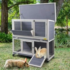 2-Tier Rabbit Hutch Bunny House with Lockable Casters by COZIWOW 9 2-Tier Rabbit Hutch Bunny House with Lockable Casters by COZIWOW -Cheap Bird & Wildlife Supplies Store coziwow beds cages cw12a0414 gm c3 1000