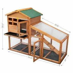 Rabbit Hutch Wood 2-Story Bunny House with Slant Sunlight Panel Orange by COZIWOW -Cheap Bird & Wildlife Supplies Store coziwow beds cages cw12e0488 4f 1000