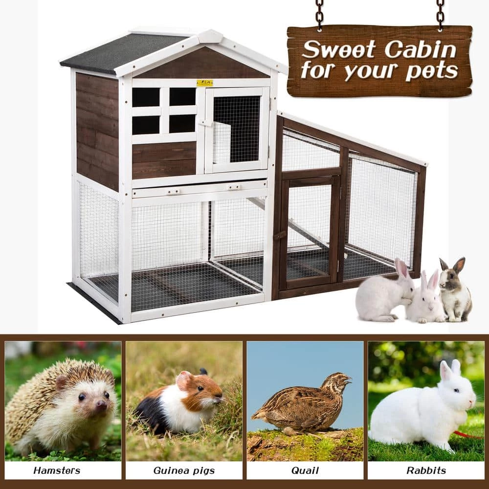 Rabbit Hutch Small Animal Cage With Run and Pull Out Tray Indoor/Outdoor by COZIWOW 5 Rabbit Hutch Small Animal Cage With Run and Pull Out Tray Indoor/Outdoor by COZIWOW - Image 5