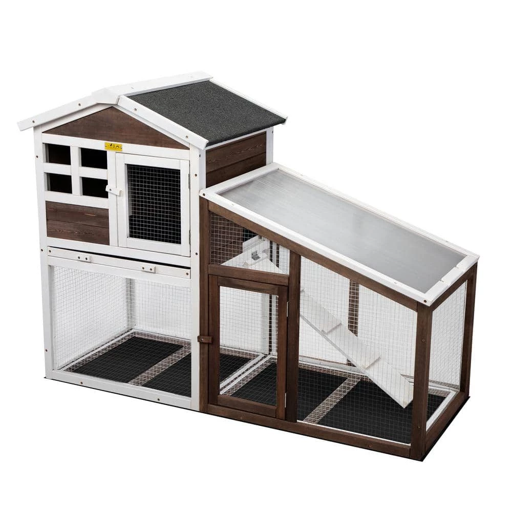 Rabbit Hutch Small Animal Cage With Run and Pull Out Tray Indoor/Outdoor by COZIWOW 1 Rabbit Hutch Small Animal Cage With Run and Pull Out Tray Indoor/Outdoor by COZIWOW