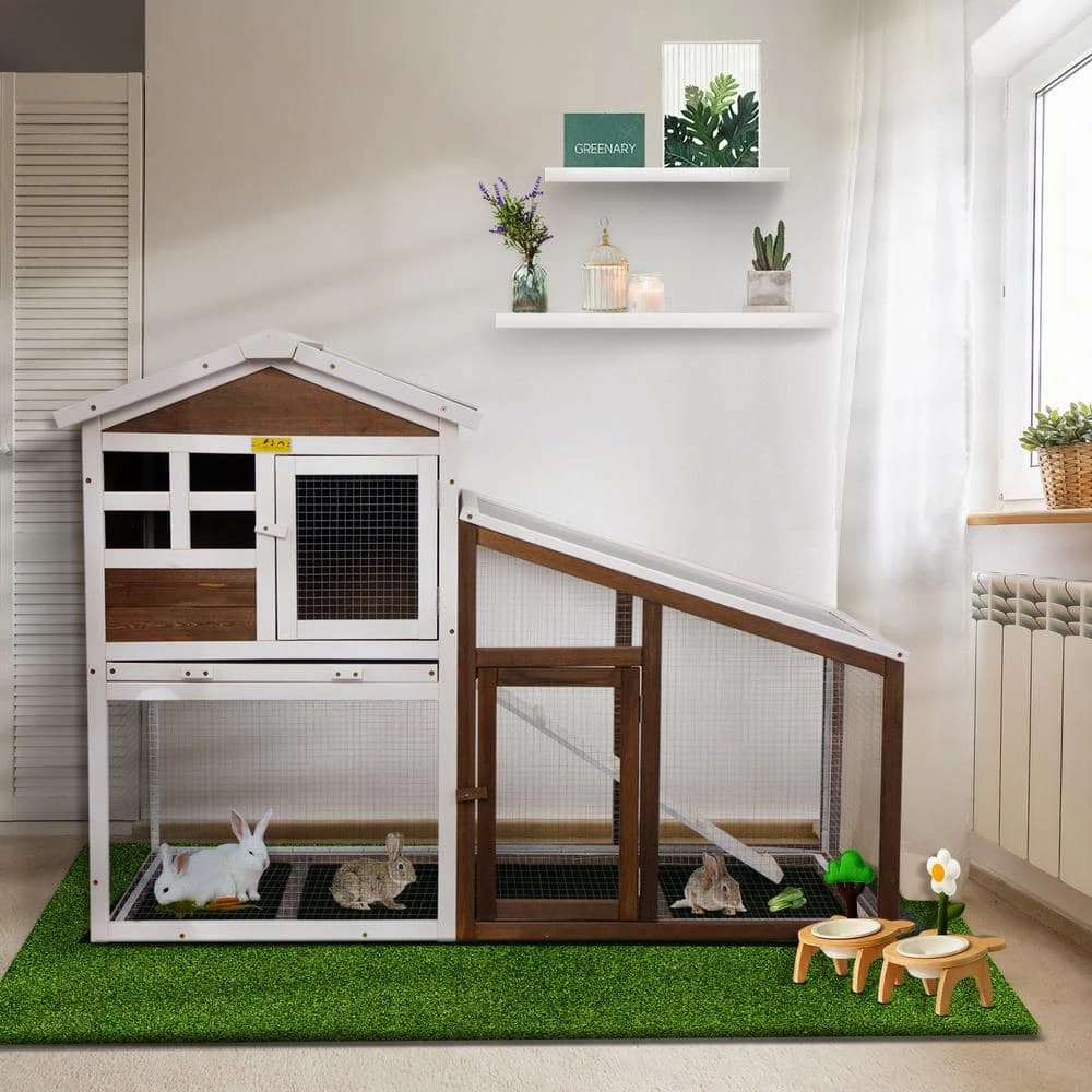 Rabbit Hutch Small Animal Cage With Run and Pull Out Tray Indoor/Outdoor by COZIWOW 8 Rabbit Hutch Small Animal Cage With Run and Pull Out Tray Indoor/Outdoor by COZIWOW - Image 8