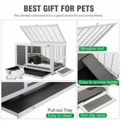 Wooden Rabbit Hutch Small Animals Cage with 2.8 oz. Water Bottle by COZIWOW -Cheap Bird & Wildlife Supplies Store coziwow beds cages cw12g0418 fa 1000