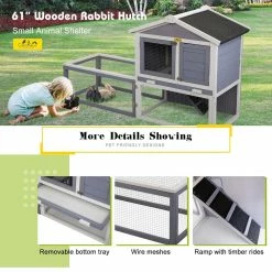5 ft. x 1.9 ft. x 3 ft. Bunny House Small Animal House with Tray and Ramp by COZIWOW -Cheap Bird & Wildlife Supplies Store coziwow beds cages cw12h0383 4f 1000
