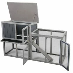 2-Tiers Outdoor Wooden Rabbit Hutch Bunny Cage with Ramp and Tray by COZIWOW -Cheap Bird & Wildlife Supplies Store coziwow beds cages cw12h0419 4f 1000