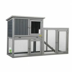 2-Tiers Outdoor Wooden Rabbit Hutch Bunny Cage with Ramp and Tray by COZIWOW