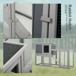 2-Tiers Outdoor Wooden Rabbit Hutch Bunny Cage with Ramp and Tray by COZIWOW -Cheap Bird & Wildlife Supplies Store coziwow beds cages cw12h0419 fa 1000