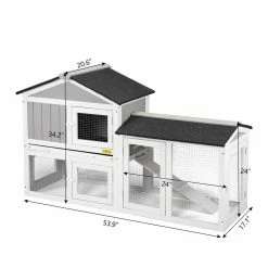 2-Tier Wooden Rabbit Hutch Pet House with Nest, Run and Tray by COZIWOW -Cheap Bird & Wildlife Supplies Store coziwow beds cages cw12h0473 44 1000