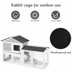 2-Tier Wooden Rabbit Hutch Pet House with Nest, Run and Tray by COZIWOW -Cheap Bird & Wildlife Supplies Store coziwow beds cages cw12h0473 76 1000
