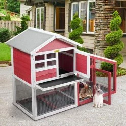 2-Story Wooden Rabbit Hutch Small Animals Cage Backyard by COZIWOW -Cheap Bird & Wildlife Supplies Store coziwow beds cages cw12k0348 1f 1000