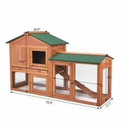 2-Tier Wooden Rabbit Hutch with Doors and Tray Orange by COZIWOW 15 2-Tier Wooden Rabbit Hutch with Doors and Tray Orange by COZIWOW -Cheap Bird & Wildlife Supplies Store coziwow beds cages cw12k0474 44 1000
