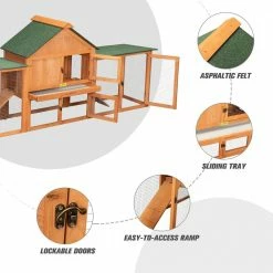 2-Story Rabbit House Pet Hutch with Ramps for Backyard Orange by COZIWOW 12 2-Story Rabbit House Pet Hutch with Ramps for Backyard Orange by COZIWOW -Cheap Bird & Wildlife Supplies Store coziwow beds cages cw12m0440 1f 1000