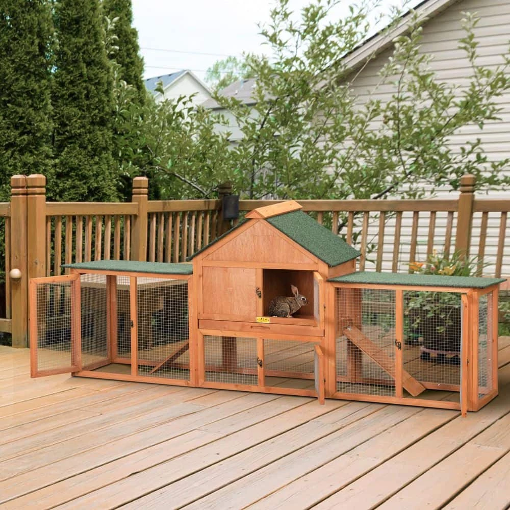 2-Story Rabbit House Pet Hutch with Ramps for Backyard Orange by COZIWOW 6 2-Story Rabbit House Pet Hutch with Ramps for Backyard Orange by COZIWOW - Image 6