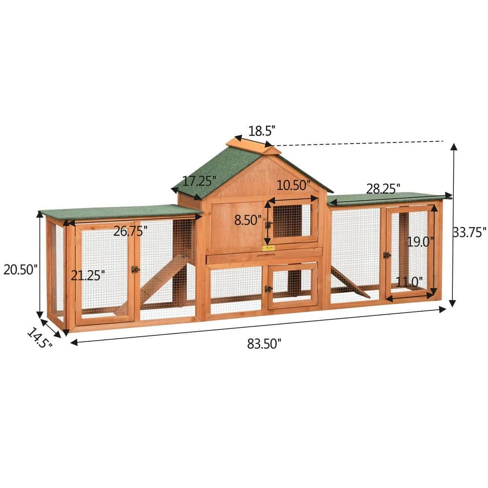 2-Story Rabbit House Pet Hutch with Ramps for Backyard Orange by COZIWOW 4 2-Story Rabbit House Pet Hutch with Ramps for Backyard Orange by COZIWOW - Image 4