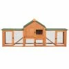 2-Story Rabbit House Pet Hutch with Ramps for Backyard Orange by COZIWOW