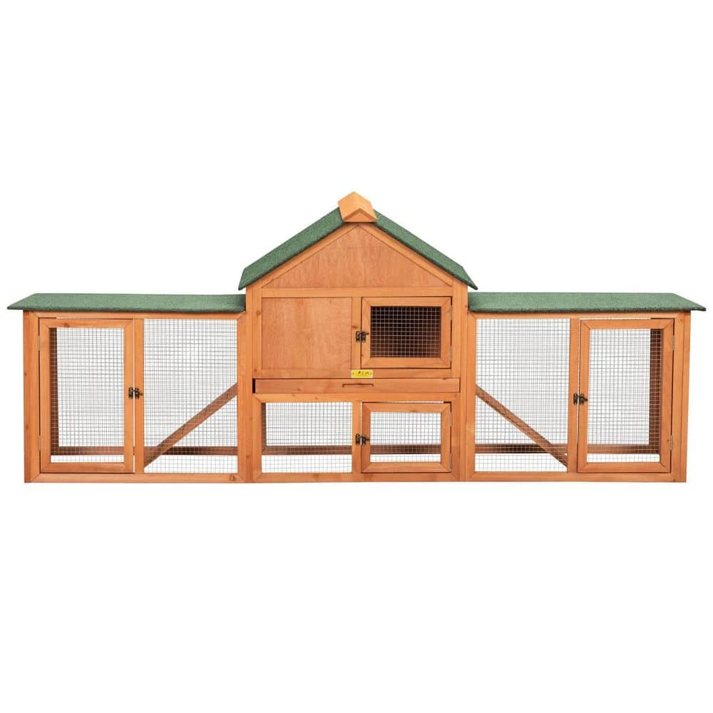 2-Story Rabbit House Pet Hutch with Ramps for Backyard Orange by COZIWOW 1 2-Story Rabbit House Pet Hutch with Ramps for Backyard Orange by COZIWOW
