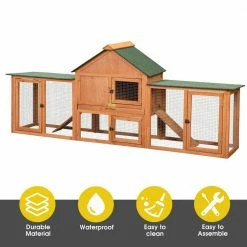 2-Story Rabbit House Pet Hutch with Ramps for Backyard Orange by COZIWOW 15 2-Story Rabbit House Pet Hutch with Ramps for Backyard Orange by COZIWOW -Cheap Bird & Wildlife Supplies Store coziwow beds cages cw12m0440 76 1000