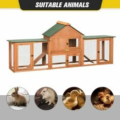 2-Story Rabbit House Pet Hutch with Ramps for Backyard Orange by COZIWOW 10 2-Story Rabbit House Pet Hutch with Ramps for Backyard Orange by COZIWOW -Cheap Bird & Wildlife Supplies Store coziwow beds cages cw12m0440 c3 1000