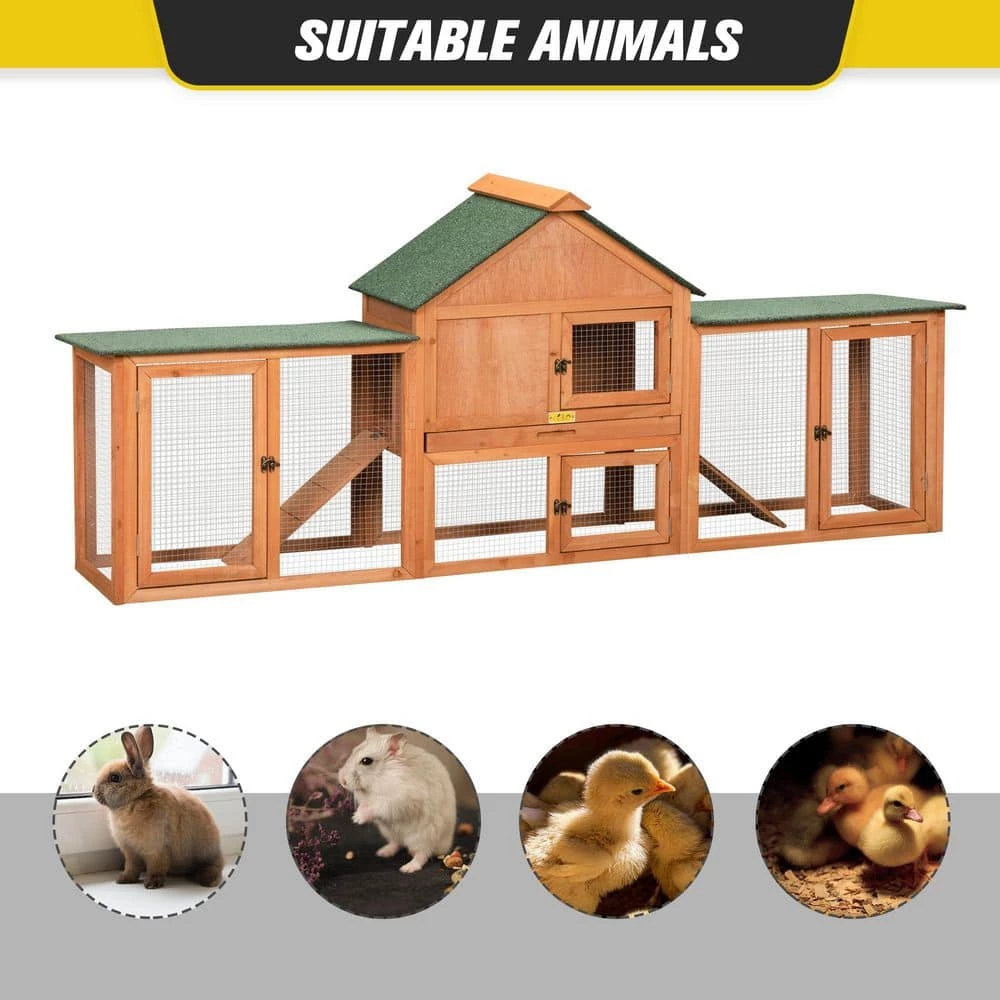 2-Story Rabbit House Pet Hutch with Ramps for Backyard Orange by COZIWOW 3 2-Story Rabbit House Pet Hutch with Ramps for Backyard Orange by COZIWOW - Image 3