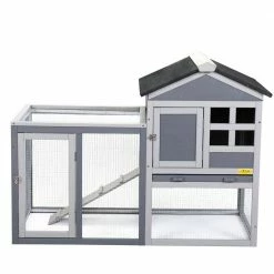 2 Story Wood Rabbit Hutch Cage with Tray and Ramp by COZIWOW