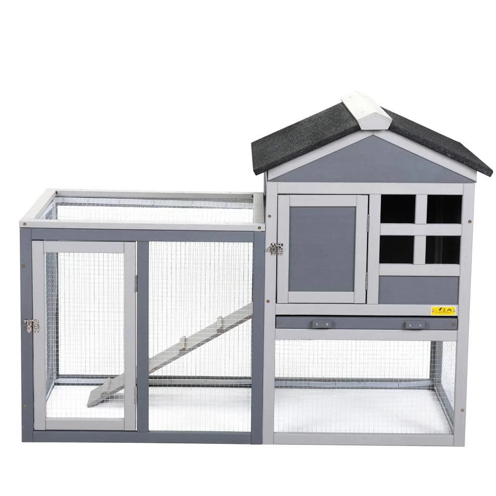 2 Story Wood Rabbit Hutch Cage with Tray and Ramp by COZIWOW 1 2 Story Wood Rabbit Hutch Cage with Tray and Ramp by COZIWOW