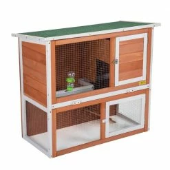 2-Tier Wooden Rabbit Hutch Bunny Cage Enclosure Outdoor Run by COZIWOW