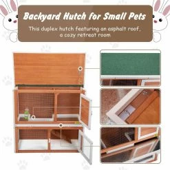 2-Tier Wooden Rabbit Hutch Bunny Cage Enclosure Outdoor Run by COZIWOW -Cheap Bird & Wildlife Supplies Store coziwow beds cages cw12t0481 76 1000