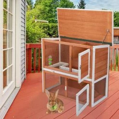 2-Tier Wooden Rabbit Hutch Bunny Cage Enclosure Outdoor Run by COZIWOW -Cheap Bird & Wildlife Supplies Store coziwow beds cages cw12t0481 fa 1000