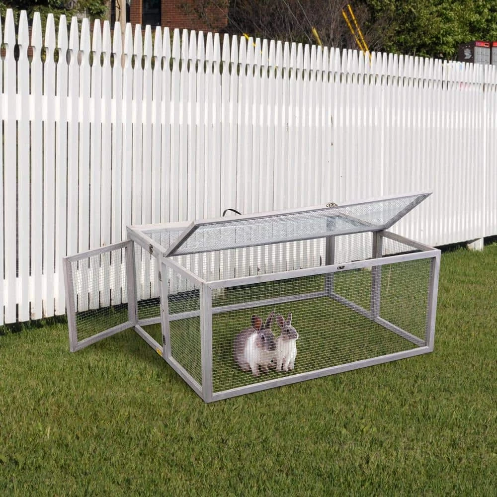 45 in. L Folding Wood Rabbit Hutch Chicken Coop by COZIWOW 8 45 in. L Folding Wood Rabbit Hutch Chicken Coop by COZIWOW - Image 8