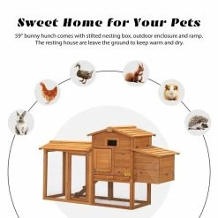 Rabbit Hutch Small Animal Wooden Cage, Backyard by COZIWOW -Cheap Bird & Wildlife Supplies Store coziwow beds cages cw12y0413 4f 1000