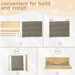 Cat Perch Shelf Wall-Mounted Wooden Hammock, Medium by COZIWOW -Cheap Bird & Wildlife Supplies Store coziwow cat beds cw12b0505 1f 1000