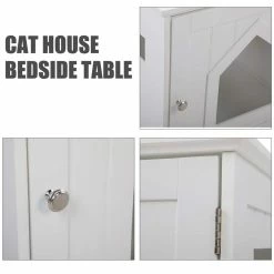 Wooden Cat House and Litter Box Enclosure Nightstand with 4 Vents, White by COZIWOW -Cheap Bird & Wildlife Supplies Store coziwow cat houses cw12f0309 fa 1000