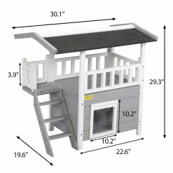 2-Tier Wood Cat House Outdoor Pet Shelter Gray by COZIWOW 13 2-Tier Wood Cat House Outdoor Pet Shelter Gray by COZIWOW -Cheap Bird & Wildlife Supplies Store coziwow cat houses cw12r0299 1f 1000