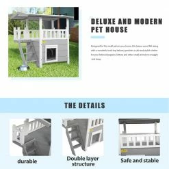 2-Tier Wood Cat House Outdoor Pet Shelter Gray by COZIWOW 12 2-Tier Wood Cat House Outdoor Pet Shelter Gray by COZIWOW -Cheap Bird & Wildlife Supplies Store coziwow cat houses cw12r0299 4f 1000