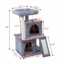 34 in. 3- Tier Cat Tree With 2 Condos, Kitten Tower Activity Center Gray by COZIWOW -Cheap Bird & Wildlife Supplies Store coziwow cat trees scratch posts cw12b0325 76 1000