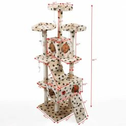 67 in. H Cat Tree Play House Kitty Tower with Scratching Posts by COZIWOW -Cheap Bird & Wildlife Supplies Store coziwow cat trees scratch posts cw12h0060 1f 1000