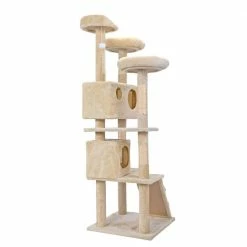 59.5 in. Cat Tree Kitten Activity Condo Penthouse W/ Scratching Post and Ladder Beige by COZIWOW -Cheap Bird & Wildlife Supplies Store coziwow cat trees scratch posts cw12n0207 fa 1000