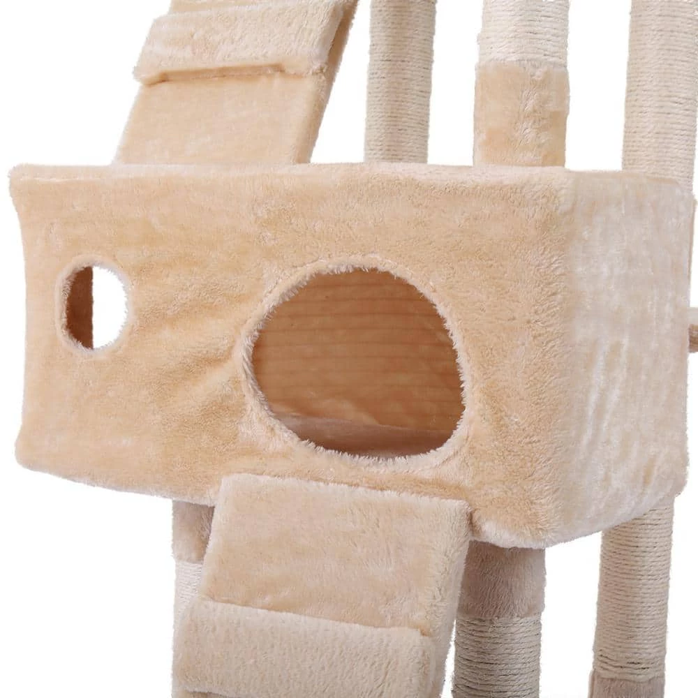 Sturdy Beige Cat Tree Tower Condo Flannel Covered by COZIWOW 9 Sturdy Beige Cat Tree Tower Condo Flannel Covered by COZIWOW - Image 9
