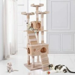 Sturdy Beige Cat Tree Tower Condo Flannel Covered by COZIWOW 12 Sturdy Beige Cat Tree Tower Condo Flannel Covered by COZIWOW -Cheap Bird & Wildlife Supplies Store coziwow cat trees scratch posts cw12p0047 c3 1000